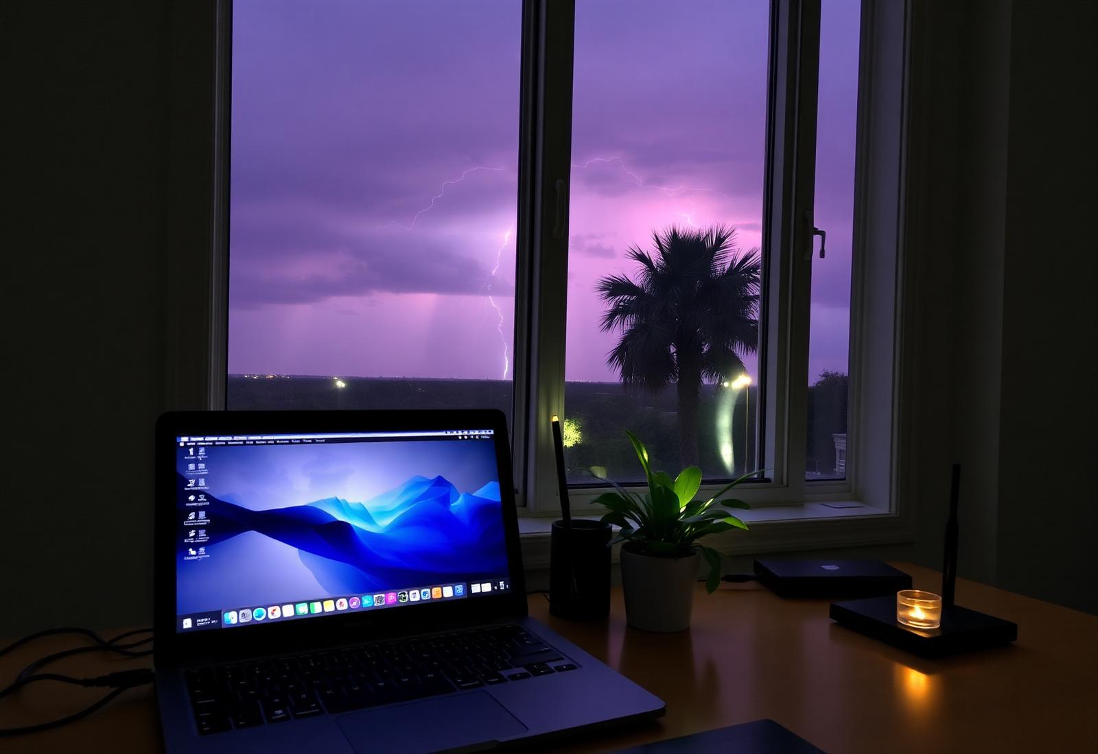 A Florida home office staying online during a storm